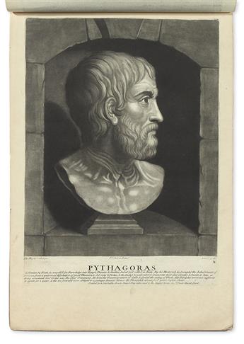 (PHILOSOPHERS.) Bowles, Thomas; publisher. Suite of twelve fine mezzotints depicting busts of philosophers from antiquity,